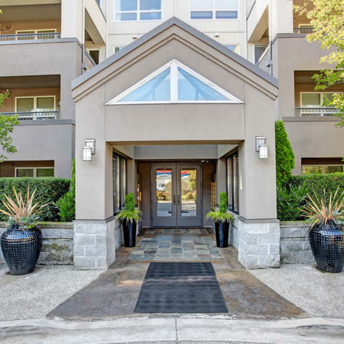 Entrance to a condominium being inspected in Florida, USA