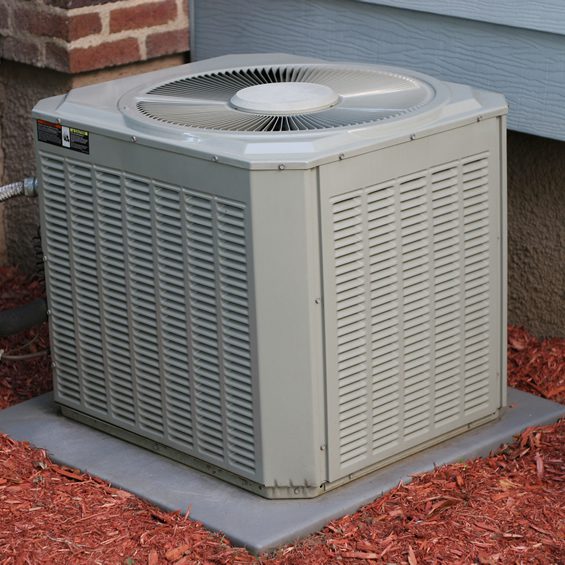 AC system being inspected outside a home in Florida, USA